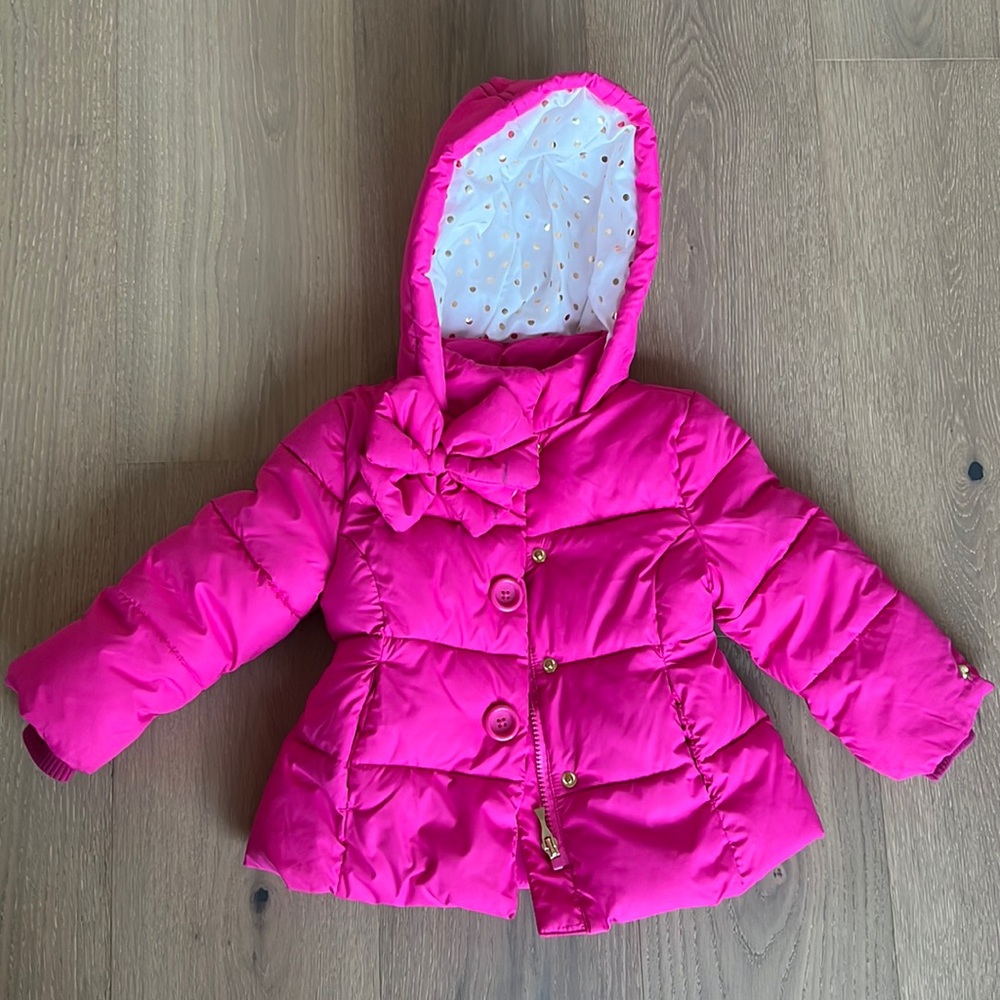 kate spade Girls Bright Pink Puffer Jacket with Hood